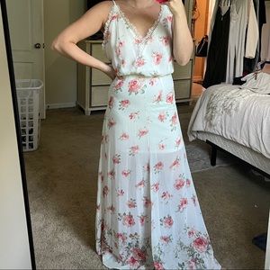 Floral and lace maxi dress